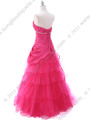 C61 Fuschia Taffeta Prom Evening Gown - Fuschia, Back View Thumbnail