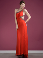 C7689 One Shoulder Cut Out Prom Dress - Orange, Front View Thumbnail