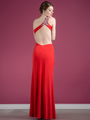 C7690 One Shoulder Cut Out Evening Dress with Slit  - Orange, Back View Thumbnail