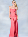 C7783 Strapless Sweetheart Chiffon Bridesmaid Dress - Coral, Front View Thumbnail