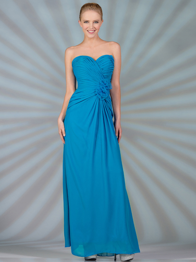 C7783 Strapless Sweetheart Chiffon Bridesmaid Dress - Ocean Blue, Front View Medium