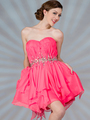 C783 Short Layered Prom Dress - Pink, Front View Thumbnail