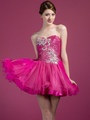 C787 Fuschia Sequin Prom Dress - Fuschia, Front View Thumbnail