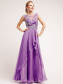 C7930 Lavender Sheer Sweetheart Beadwork Belted A-Line Evening Dress - Lavender, Front View Thumbnail