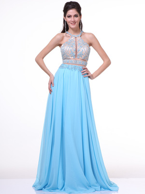 C8705 Two Piece Prom Dress, Sky Blue