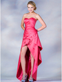 C9187 Sweetheart High Low Evening Dress - Hot Pink, Front View Thumbnail