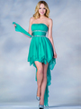 C9197 Handkerchief High Low Prom Dress - Mint, Front View Thumbnail