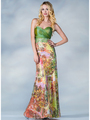 C9199 Green and Print Prom Dress - Green, Front View Thumbnail