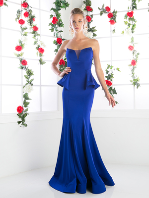 CD-10695 Trumpet Evening Dress with Sweetheart Neckline, Royal