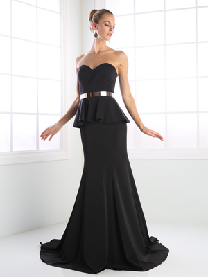 CD-P102 Sweetheart Evening Dress with Mermaid Hem, Black