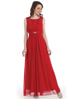 CN1384 Chiffon Evening Dress, Red