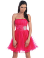 D8011 Strapless Special Occasion Cocktail Dress - Fuschia, Front View Thumbnail