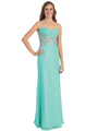 D8589 Sweetheart Sheer Panel Evening Dress - Light Teal, Front View Thumbnail