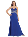 D8589 Sweetheart Sheer Panel Evening Dress - Royal Blue, Front View Thumbnail