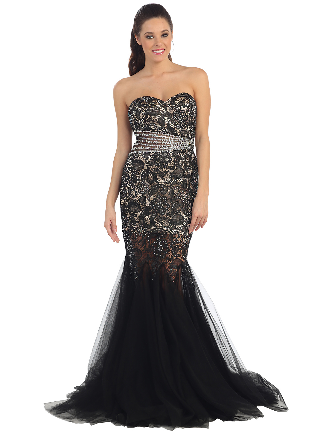 black fit and flare gown