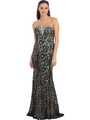 D8666 Sweetheart Fit and Flare Evening Prom Dress - Black Nude, Front View Thumbnail