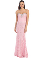 D8666 Sweetheart Fit and Flare Evening Prom Dress - Pink, Front View Thumbnail