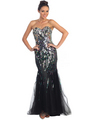 GL1041 Large Sequins Mermaid Dress - Black, Front View Thumbnail