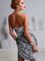 H1253 Strapless Gray Leopard Cocktail Dress By Terani - Gray Leopard, Back View Thumbnail