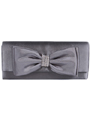 HBG90948 Gray Evening Bag with Bow - Gray, Front View Thumbnail