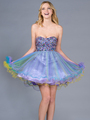 JC003 Short Dual Color Prom Dress - Purple, Front View Thumbnail
