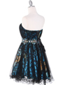 JC030 Strapless Net Overlay Short Homecoming Dress - Turquoise, Back View Thumbnail