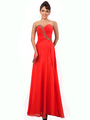 JC1405 Coral Sweetheart Ruched Evening Dress - Coral, Front View Thumbnail