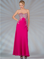 JC2504 Sweetheart Strapless Jeweled Evening Dress - Fuschia, Front View Thumbnail