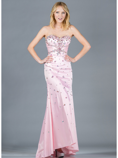 JC2512 Baby Pink Jeweled Prom Dress - Baby Pink, Front View Medium