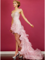 JC8101 Baby Pink High Low Train Prom Dress - Baby Pink, Front View Thumbnail