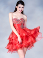 JC853 Jeweled Sweetheart Party Dress - Coral, Front View Thumbnail