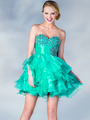 JC853 Jeweled Sweetheart Party Dress - Mint, Front View Thumbnail