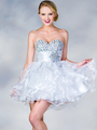 JC853 Jeweled Sweetheart Party Dress - Off White, Front View Thumbnail