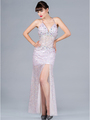 JC890 Shimmering Pink Evening Dress - Pink, Front View Thumbnail