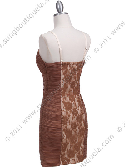 KS3343 Ligth Coffee Cocktail Dress - Light Coffee, Back View Medium