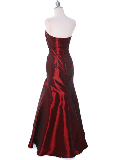 29283 Burgundy Taffeta Evening Gown - Burgundy, Back View Medium