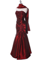 29283 Burgundy Taffeta Evening Gown - Burgundy, Alt View Thumbnail