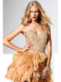 P1583 Jeweled Sweetheart Short Prom Dress By Terani - Gold, Front View Thumbnail