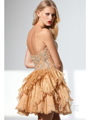 P1583 Jeweled Sweetheart Short Prom Dress By Terani - Gold, Back View Thumbnail