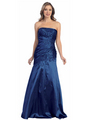 S29815 Strapless Embroidered Prom Dress - Royal Blue, Front View Thumbnail