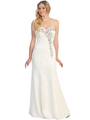 S30259 Lace Sweetheart Rhinestones Formal Evening Gown  - Off White, Front View Thumbnail