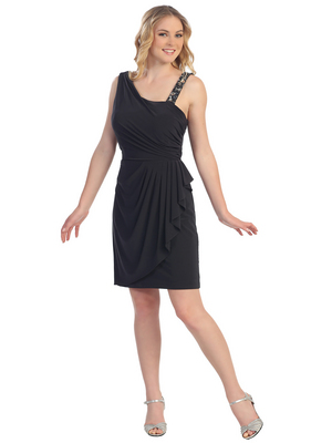 S8767 Wrap Skirt Cocktail Dress, Charcoal