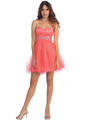 ST6029 Sweetheart Homecoming Dress - Coral, Front View Thumbnail