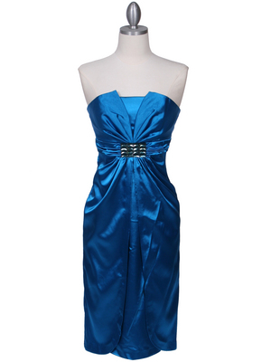 C5077 Turquoise Strapless Cocktail Dress, Turquoise