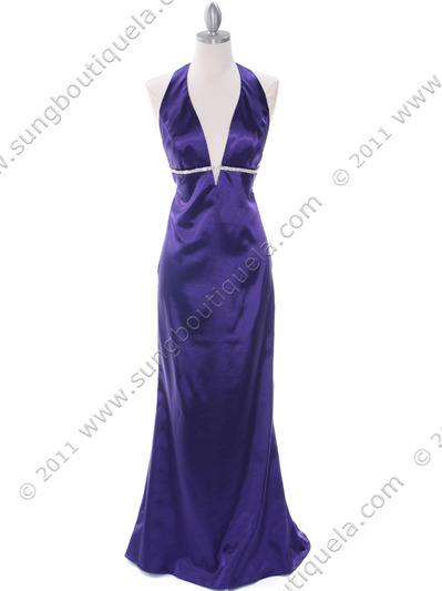 C7123 Purple Evening Dress - Purple, Front View Medium