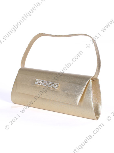 HBG89992 Gold Satin Evening Bag with Rhinestone Crust - Gold, Alt View Medium