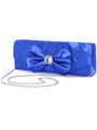 HBG92027 Blue Satin Evening Bag with Bow - Blue, Alt View Thumbnail