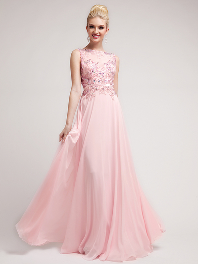 JC3196 Baby Pink Prom Perfection Illusion Neckline Prom Dress - Baby Pink, Front View Medium