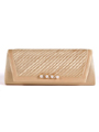 JX7008 Gold Satin Evening Bag - Gold, Front View Thumbnail