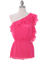 TP127 Hot Pink One Shoulder Top - Hot Pink, Front View Thumbnail